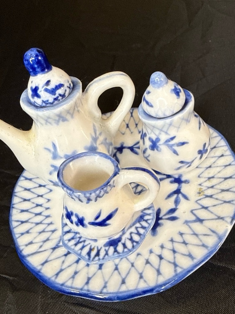 Blue and White Ceramic Mini Tea Set - Brand Unknown